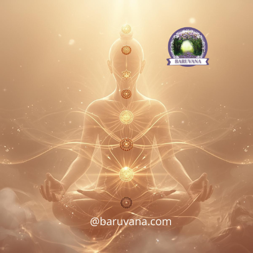 Harmonisation des 7 chakras – lumière chaude bronze et or cuivré qui circule librement, équilibre, vitalité et joie retrouvés avec le soin Baruvana