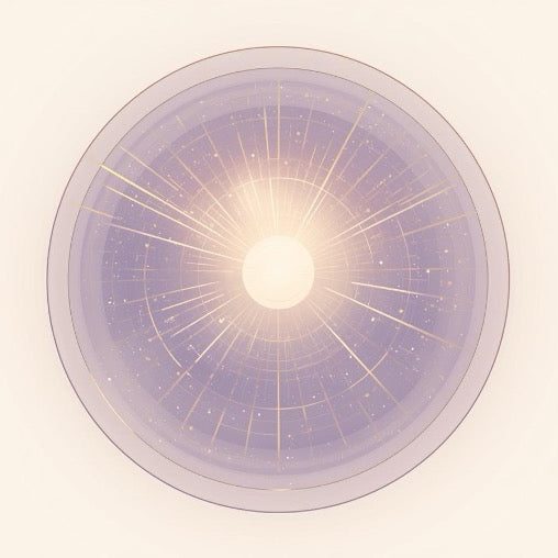 Fermeture des Portails Interdimensionnels Néfastes - Belle illustration ésotérique représentant un grand portail circulaire lumineux violet avec un centre blanc intense et des rayons dorés rayonnant, symbole de fermeture énergétique. Art spirituel dédié à la fermeture des portails interdimensionnels néfastes, neutralisation des portes dimensionnelles, protection contre les entités et énergies indésirables, scellement des accès astraux et renforcement de la barrière protectrice spirituelle.