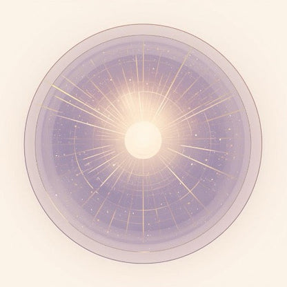 Fermeture des Portails Interdimensionnels Néfastes - Belle illustration ésotérique représentant un grand portail circulaire lumineux violet avec un centre blanc intense et des rayons dorés rayonnant, symbole de fermeture énergétique. Art spirituel dédié à la fermeture des portails interdimensionnels néfastes, neutralisation des portes dimensionnelles, protection contre les entités et énergies indésirables, scellement des accès astraux et renforcement de la barrière protectrice spirituelle.