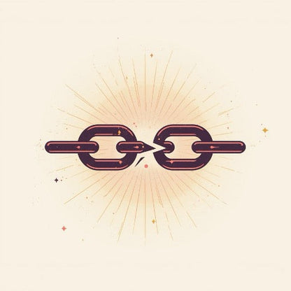 Fermeture des Conduits d’Accès des Entités Négatives - Illustration symbolique puissante représentant une chaîne qui se brise en son centre avec une flèche, entourée de rayons de lumière dorée. Art spirituel pour la fermeture des conduits d’accès des entités négatives, protection énergétique, blocage des intrusions spirituelles et sécurisation du champ énergétique.