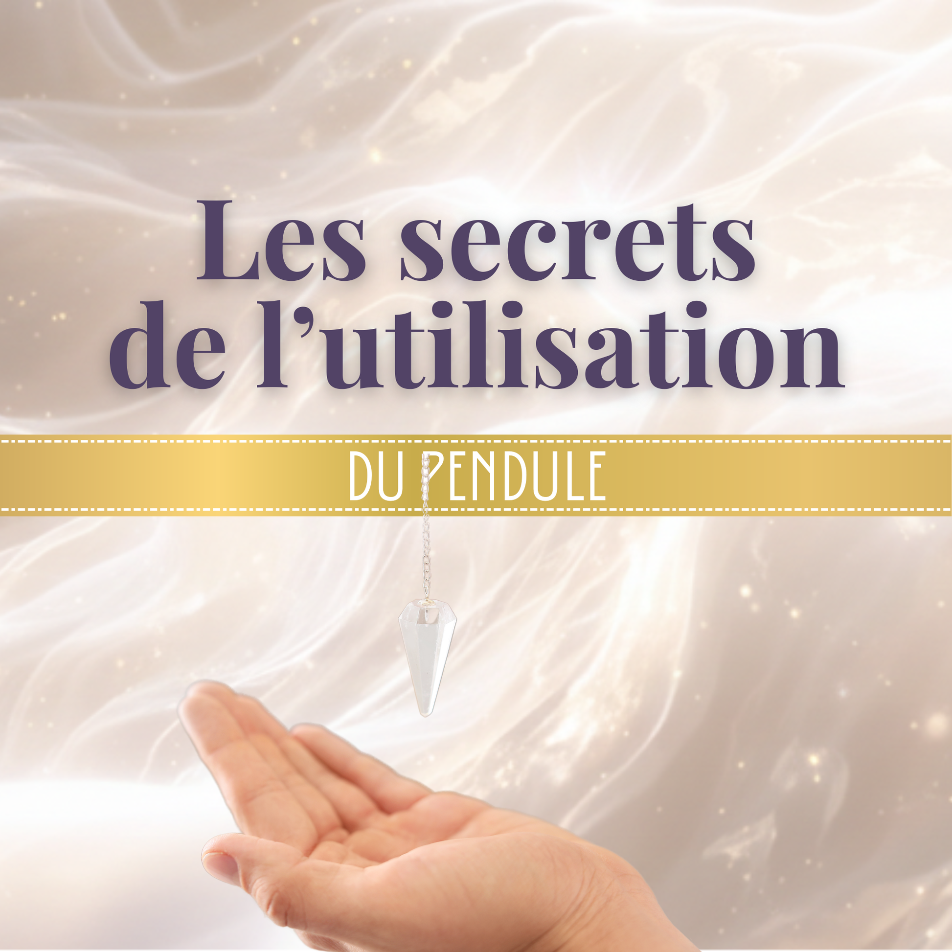 Formation Les secrets de l’utilisation du pendule, pendule divinatoire suspendu au-dessus d’une main ouverte, apprentissage de la radiesthésie et de l’usage intuitif du pendule.
